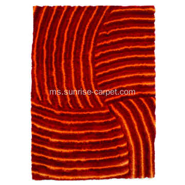 Poliester Orange & merah warna karpet 3D